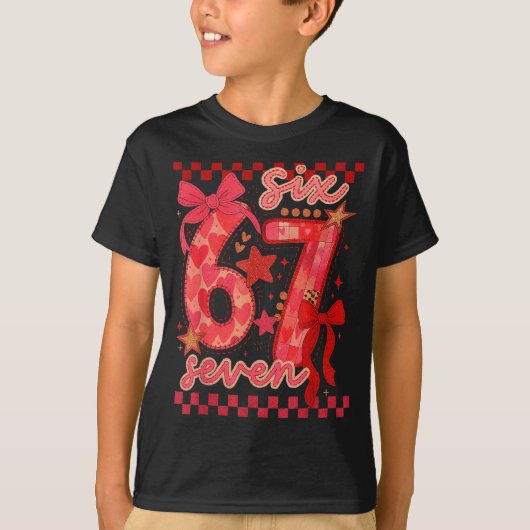 Hugvyn Six Seven Valentine 6 7 Meme Checkered Coqu T-shirt (Voorkant)