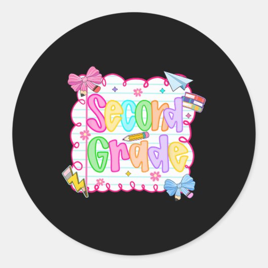 Hugvyn terug naar school Schattigee tweedegraads p Ronde Sticker (Voorkant)