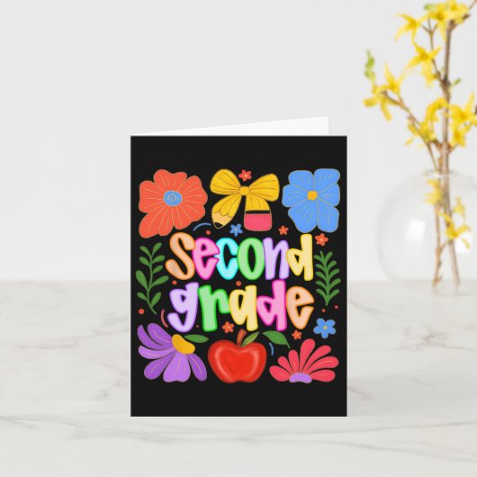 Hugvyn terug naar school tweede klas preppy leraar kaart (Gele Bloem)