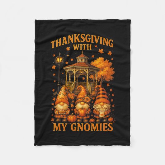 Hugvyn Thanksgiving With My Gnomies Fall Autumn Gn Fleece Deken (Voorkant)