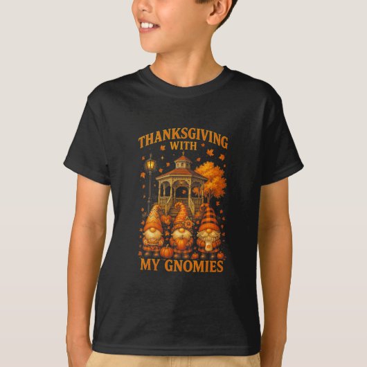 Hugvyn Thanksgiving With My Gnomies Fall Autumn Gn T-shirt (Voorkant)