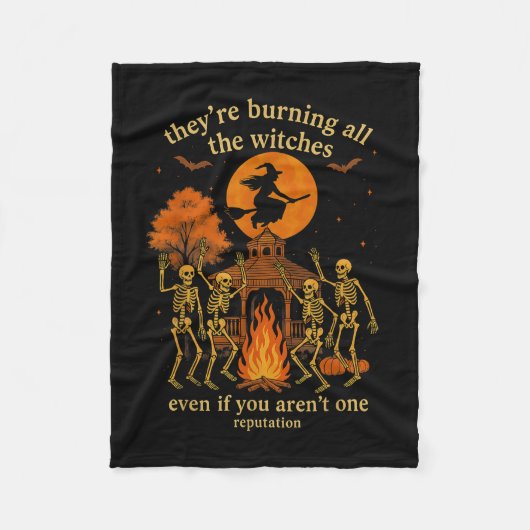 Hugvyn They're Burning All The Witches Skeleton Wi Fleece Deken (Voorkant)