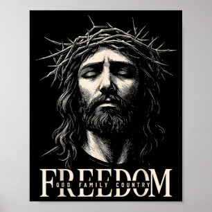 Hugvyn Vrijheid Jezus Christelijk Gezicht Kroon Go Poster