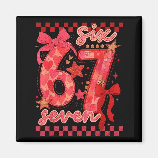 Hugvyn Zes Zeven Valentijn 6 7 Meme Geruite Coquin Magneet (Voorkant)