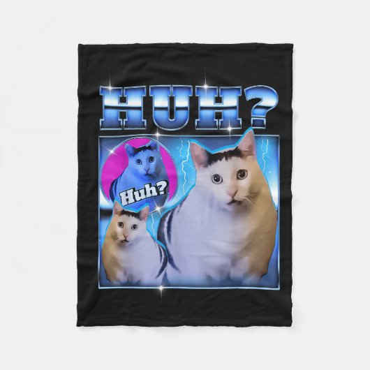 Huh Cat Funny Cat Meme Weird Cat Bootleg  Fleece Deken (Voorkant)