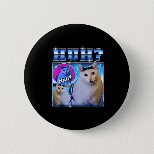 Huh Cat Funny Cat Meme Weird Cat Bootleg Ronde Button 5,7 Cm (Voorkant)