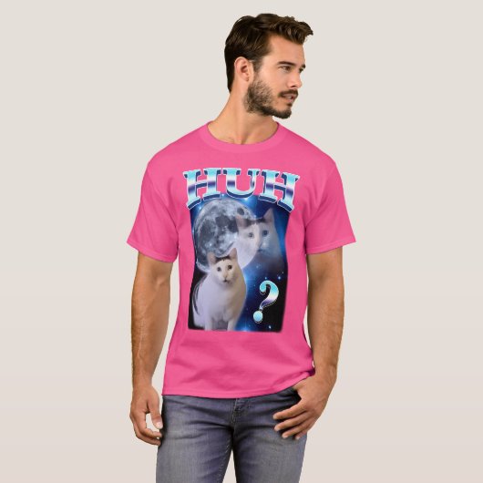 Huh Cat Funny Dank Meme Moon T-shirt (Voorkant volledig)