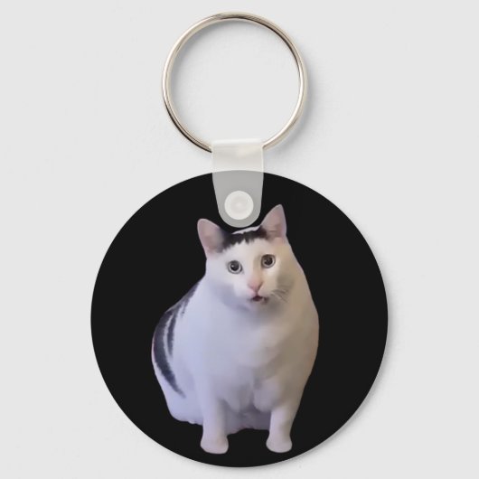 Huh Cat Meme Dubbelzijdige Sleutelhanger (Voorkant)