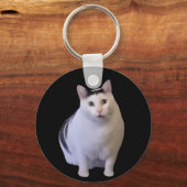 Huh Cat Meme Dubbelzijdige Sleutelhanger (Voorkant)