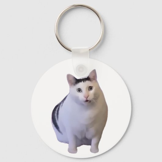 Huh Cat Meme Dubbelzijdige Sleutelhanger (Voorkant)
