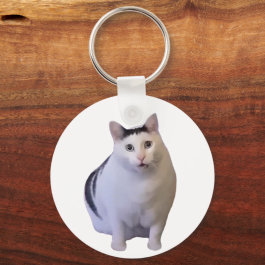 Huh Cat Meme Dubbelzijdige Sleutelhanger (Achterkant)