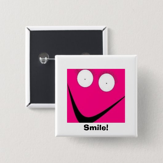 HUH, glimlach! Vierkante Button 5,1 Cm (Voorkant /achterkant)