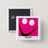HUH, glimlach! Vierkante Button 5,1 Cm (Voorkant /achterkant)