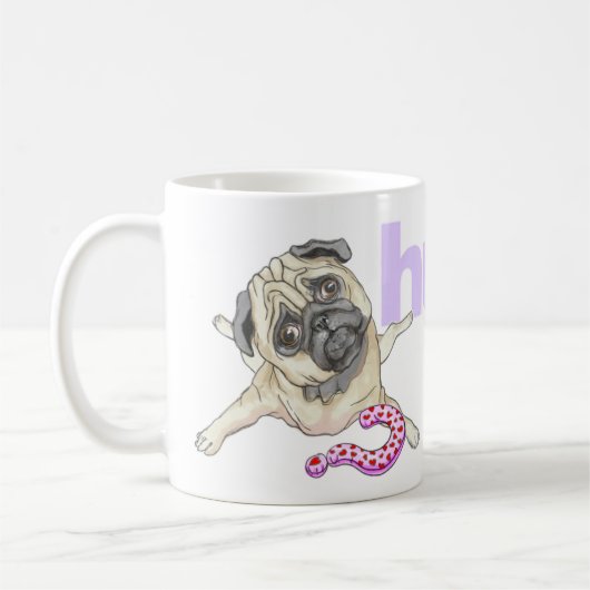 "HUH" hoofd gekanteld pug koffie Mok (Links)