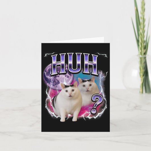 Huh Kat Chonky Meme Funny Verwarde Kat Meme Liefhe Kaart (Voorkant)