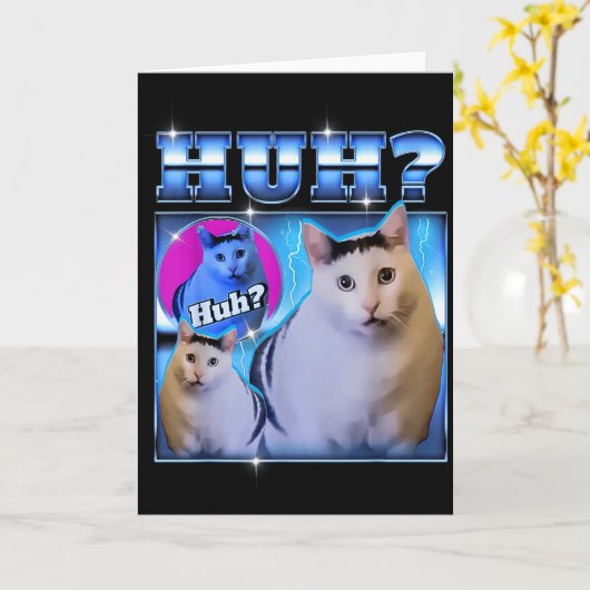 Huh Kat Grappige Kat Meme Rare Kat Bootleg  Kaart (Gele Bloem)