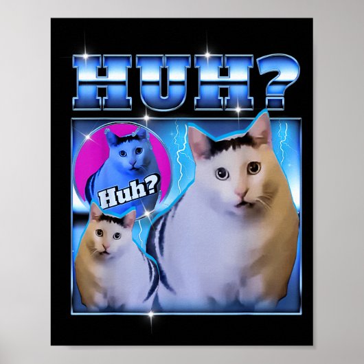 Huh Kat Grappige Kat Meme Rare Kat Bootleg Poster (Voorkant)