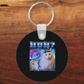Huh Kat Grappige Kat Meme Rare Kat Bootleg Sleutelhanger (Voorkant)
