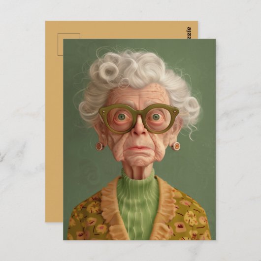 Huh? Oma Portret Briefkaart (Voorkant / Achterkant)