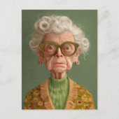 Huh? Oma Portret Briefkaart (Voorkant)