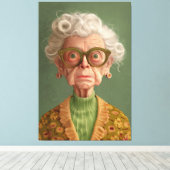 Huh? Oma Portret Canvas Afdruk (Insitu (Houten vloer))