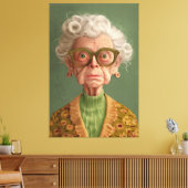 Huh? Oma Portret Canvas Afdruk (Insitu (Woonkamer))