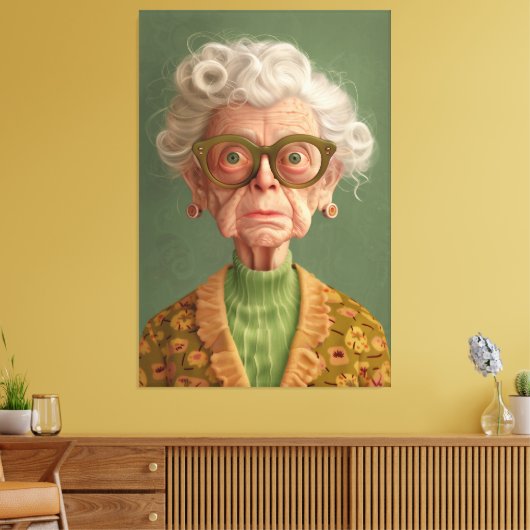Huh? Oma Portret Canvas Afdruk (Insitu (Woonkamer))