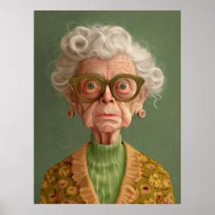Huh? Oma Portret Poster