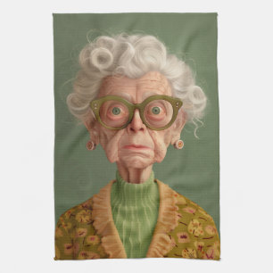 Huh? Oma Portret Theedoek