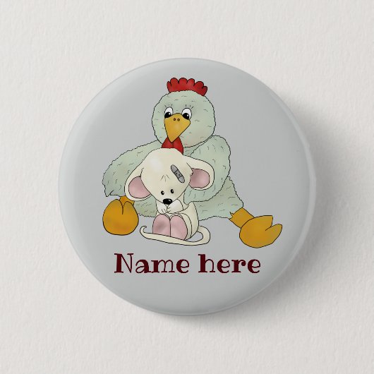 Huhn und Maus personalisiert Ronde Button 5,7 Cm (Voorkant)