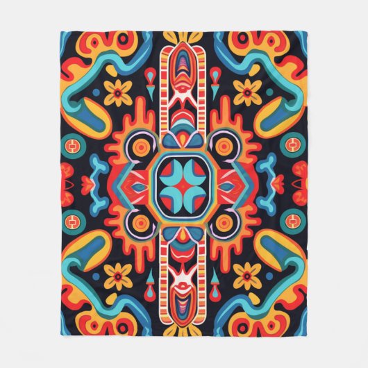 Huichol Art in Mexico Fleece Deken (Voorkant)