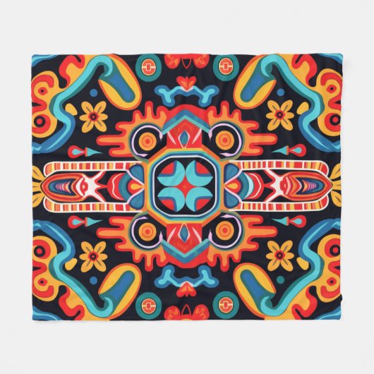 Huichol Art in Mexico Fleece Deken (Voorkant (Horizontaal))