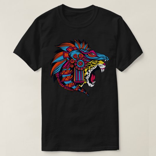 Huichol Aztec Jaguar Head T-shirt (Design voorkant)