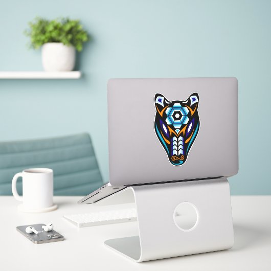 Huichol Beer Mask Sticker (Laptop op bureau)