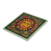 Huichol Loteria Keramische Tegel: El Sol Keramisch Tegeltje (Zijkant)