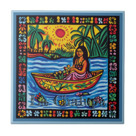 Huichol Loteria Keramische Tegel: La Chalupa Keram Tegeltje