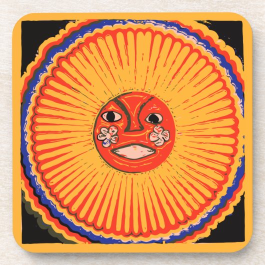 Huichol Native American Art, The sun Bier Onderzetter (Voorkant)