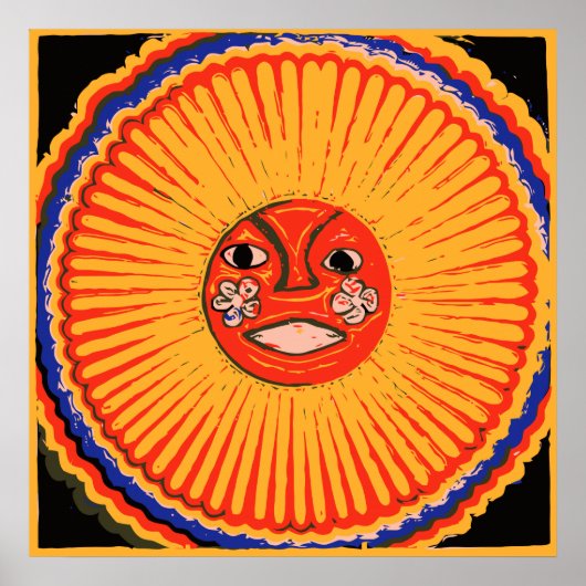 Huichol Native American Art, The sun Poster (Voorkant)