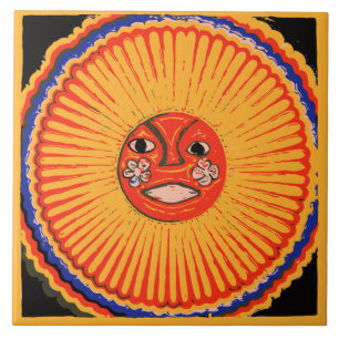 Huichol Native American Art, The sun Tegeltje