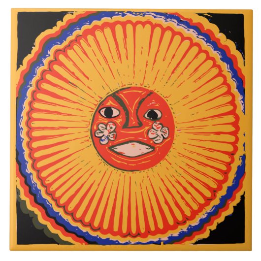 Huichol Native American Art, The sun Tegeltje (Voorkant)
