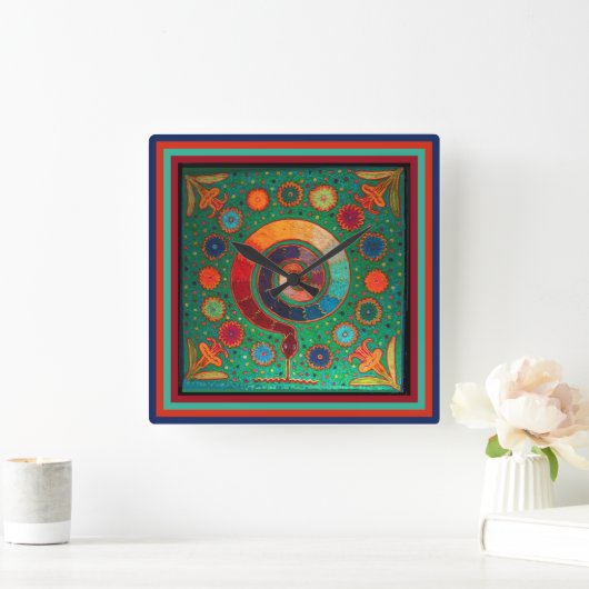 Huichol Peyote Ritual Wall klok (Huis)