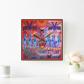 Huichol Ritual Peyote Ceremony Wall klok (Huis)