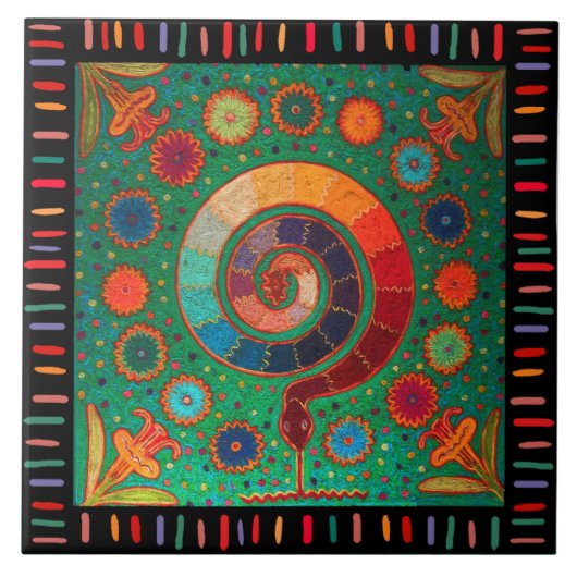 Huichol sjamaan Hemelse Slang Tegeltje (Voorkant)