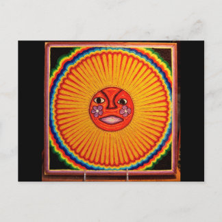Huichol String Art Sun Mexican Folk Art Briefkaart