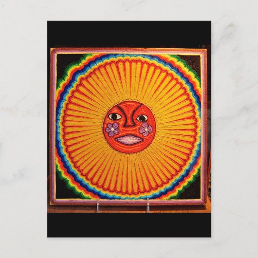 Huichol String Art Sun Mexican Folk Art Briefkaart (Voorkant)