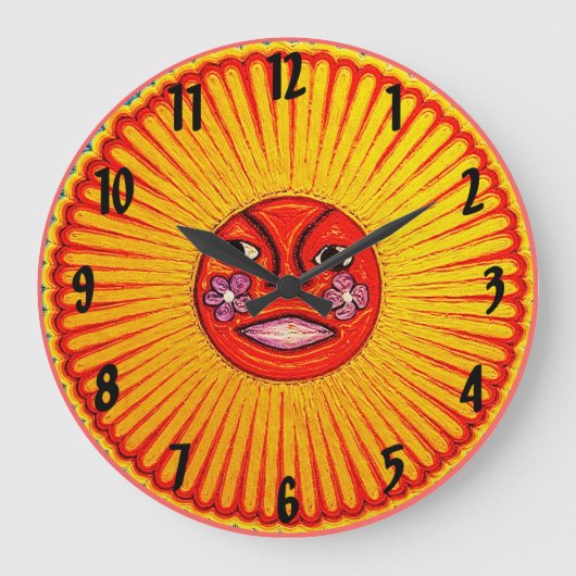 Huichol Sun Wall Clock Grote Klok (Voorkant)