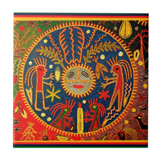 Huichol Vruchtbaarheidsritueel Tegeltje (Voorkant)