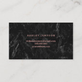 Huid elegant faux roos Gold script zwarte marmer Visitekaartje (Achterkant)