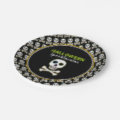 Huid en Botten, Neon Halloween Party Papieren Bordje (Gekanteld)