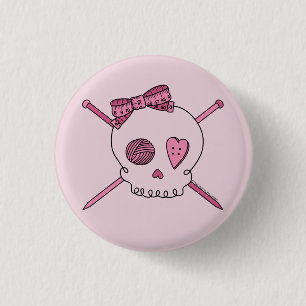 Huid- en nagelnaalden (roze achtergrond) ronde button 3,2 cm